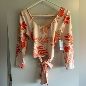 Guess NWT Long Sleeve Tie Back Top